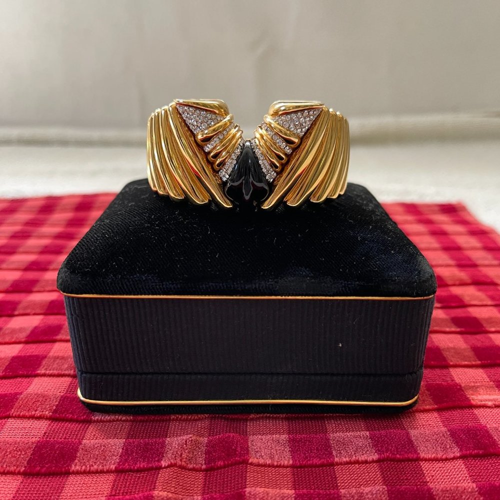 Louis Vuitton V Bracelet with ebony, crystals, amazing looking and ultra rare!!